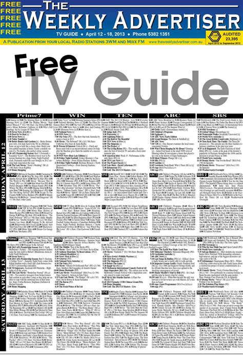 tv guide for week ahead.